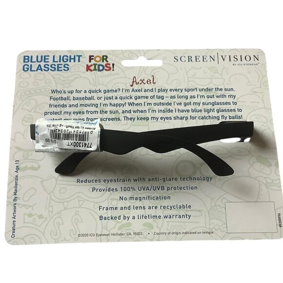 ICU Eyewear Kids Screen Vision Blue Light Filtering Large Oval Glasses Black NEW - Picture 6 of 7
